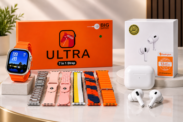 🔥 Ultra Smart Watch 7  in-1 +  Buds Pro 2 Combo Deal 🎧⌚